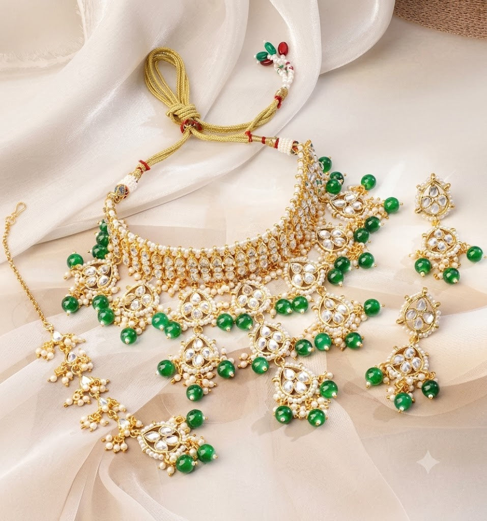 Majestic Emerald & Kundan Bridal Choker Set
