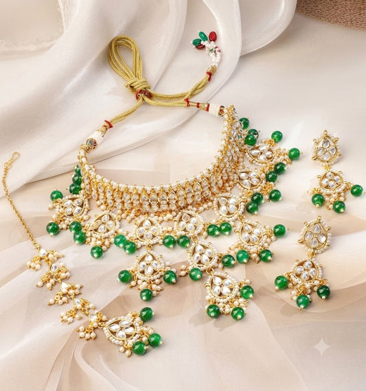 Majestic Emerald & Kundan Bridal Choker Set