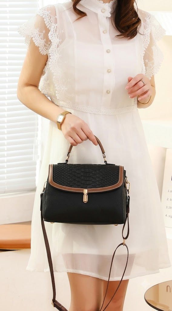 The Onyx & Cognac Croc-Embossed Satchel