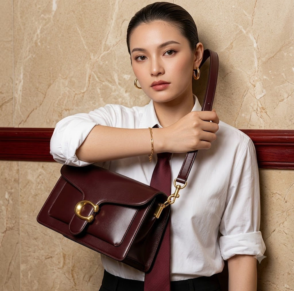 The Vintage Burgundy Twist-Lock Satchel