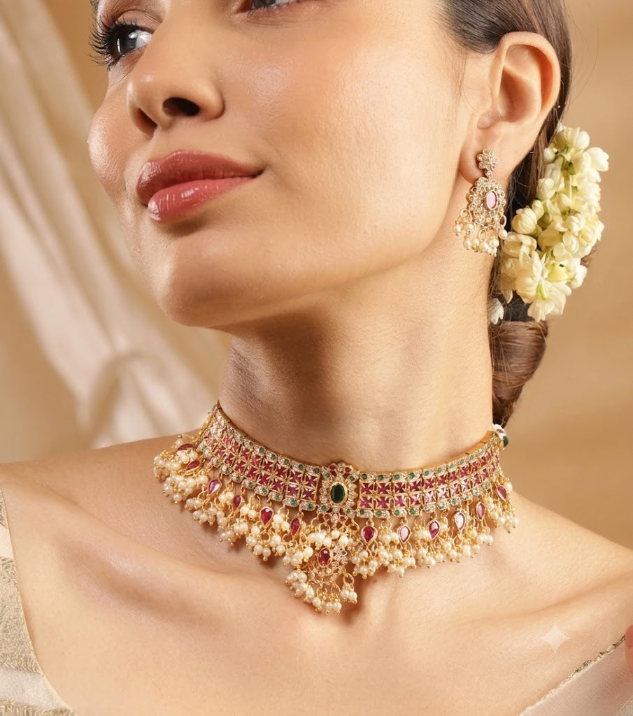 The Royal Emerald & Ruby Grandeur Choker Set