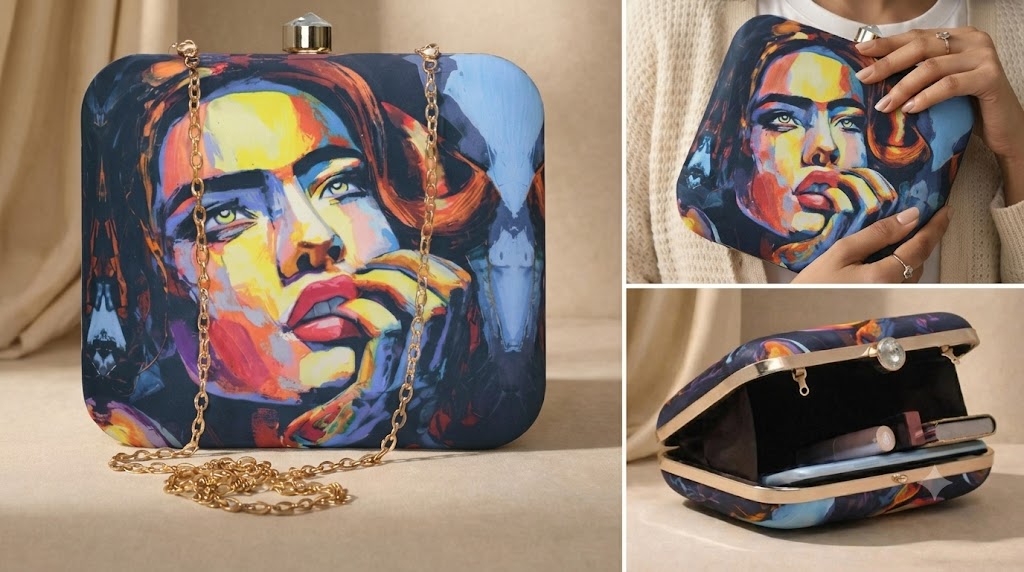 Vanguard Vision Pop Art Printed Box Clutch