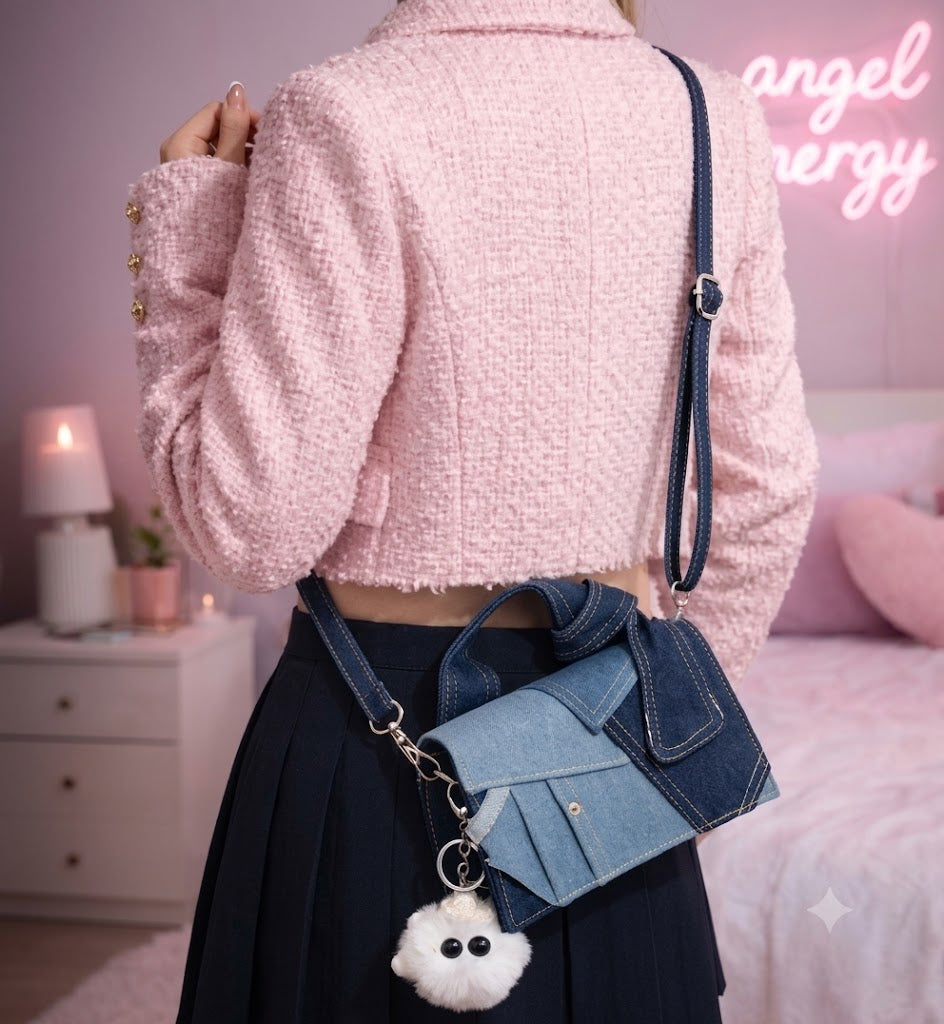 Retro Patchwork Denim Knot Bag