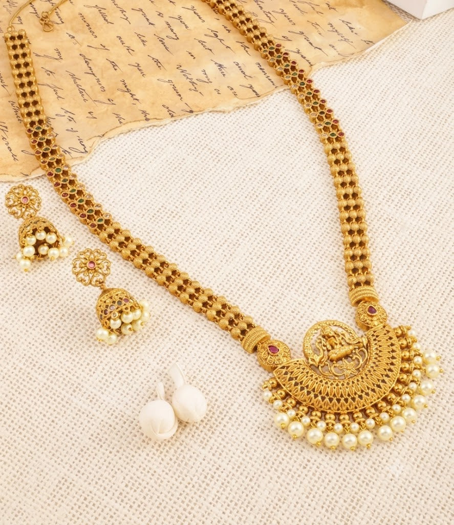 Divine Goddess Lakshmi Haram & Jhumka Set