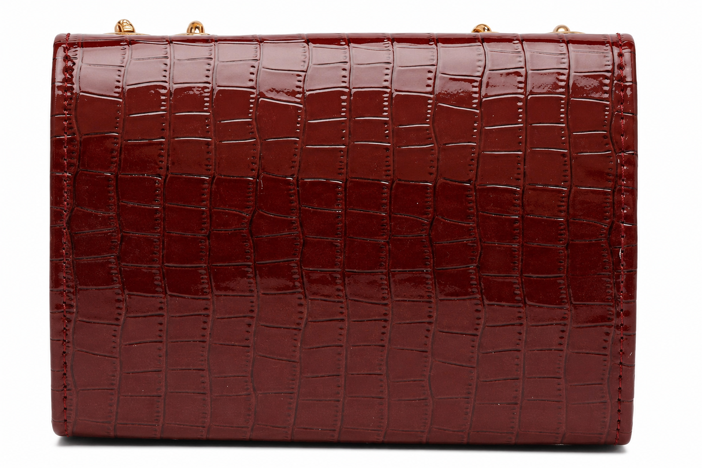Crimson Luxe — The Statement Croc-Gloss Shoulder Bag