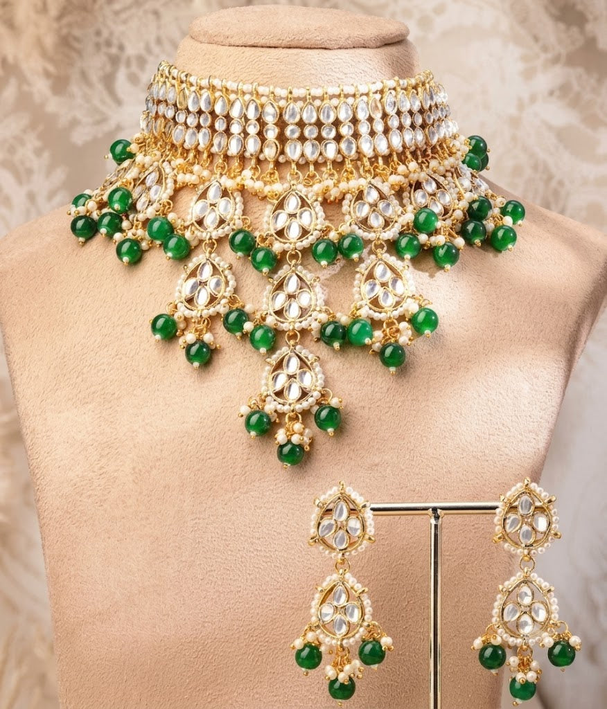 Majestic Emerald & Kundan Bridal Choker Set