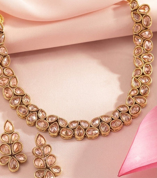 The Golden Glow: Rose-Champagne Kundan Choker Set