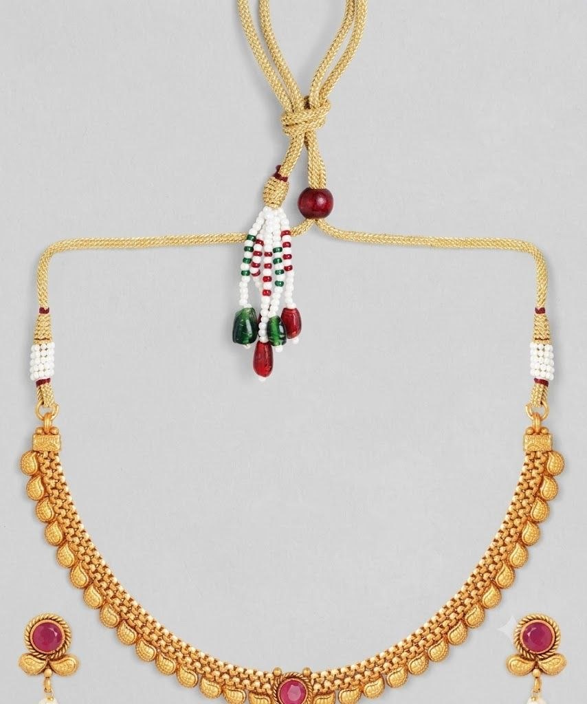 The Royal Heritage: Antique Gold & Ruby Cabochon Choker Set