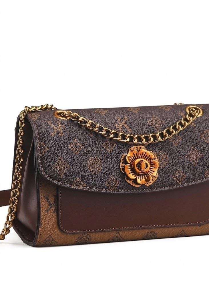 Golden Bloom Monogram Chain Shoulder Bag