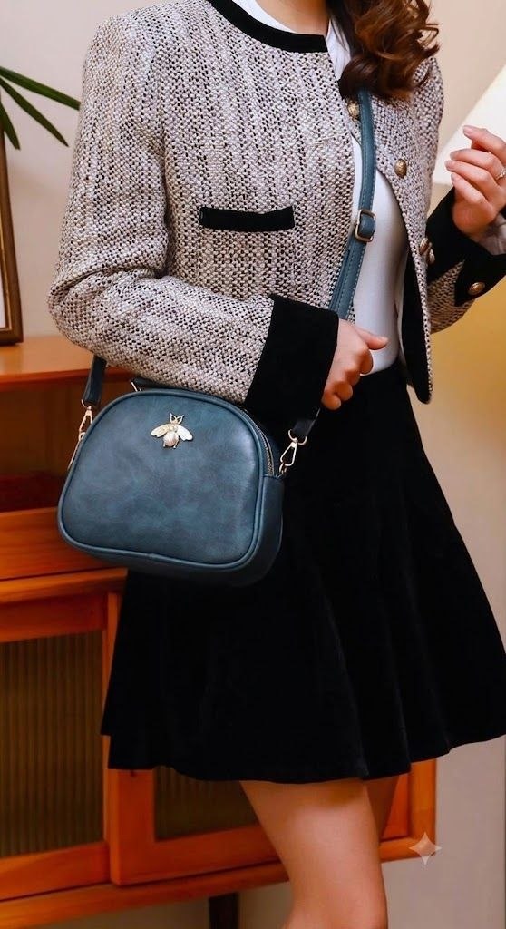 Parisian Honeybee Teal Crossbody