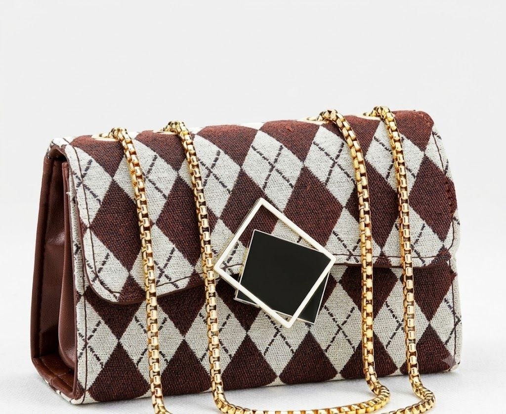 Vintage Argyle Chain Shoulder Bag