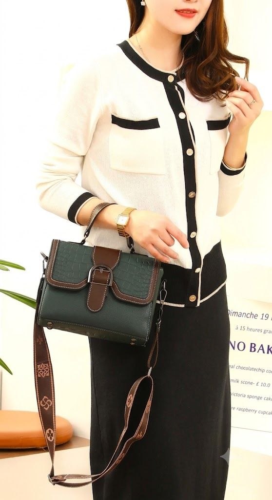 Emerald Croc-Embossed Saddle Satchel
