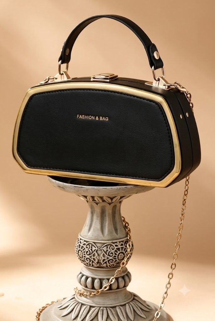 The Noir Geometric Luxe Frame Clutch